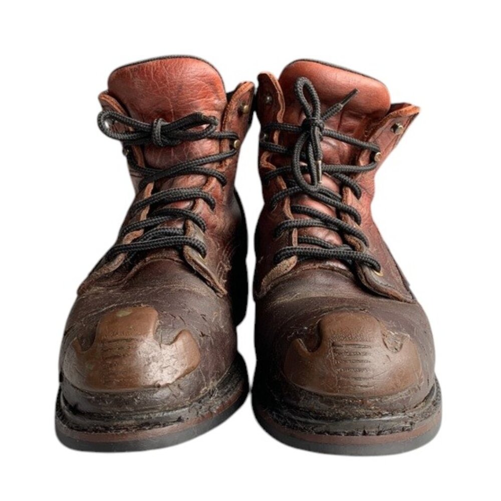 Red Wing x Champs SuperSole Steel Toe Work Boots Mens 8.5E Brown Leather Vintage